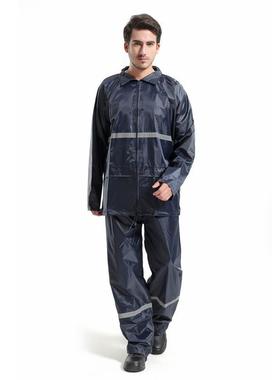 代尔塔407004PVC内涂层分体式防风防水带反光条涤纶工作雨衣