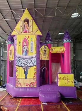 经典小公主充气城堡室内外大型气模垫滑梯家用游乐场蹦床通用跳床