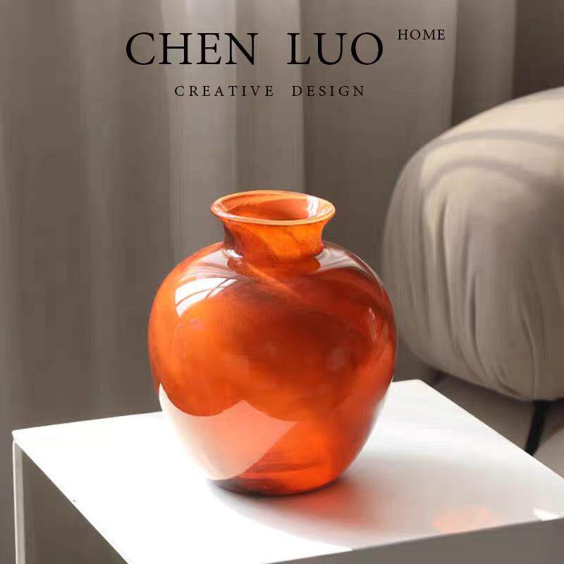 高级感玻璃花瓶摆件客厅插花器皿客厅桌面小众复古水培花器