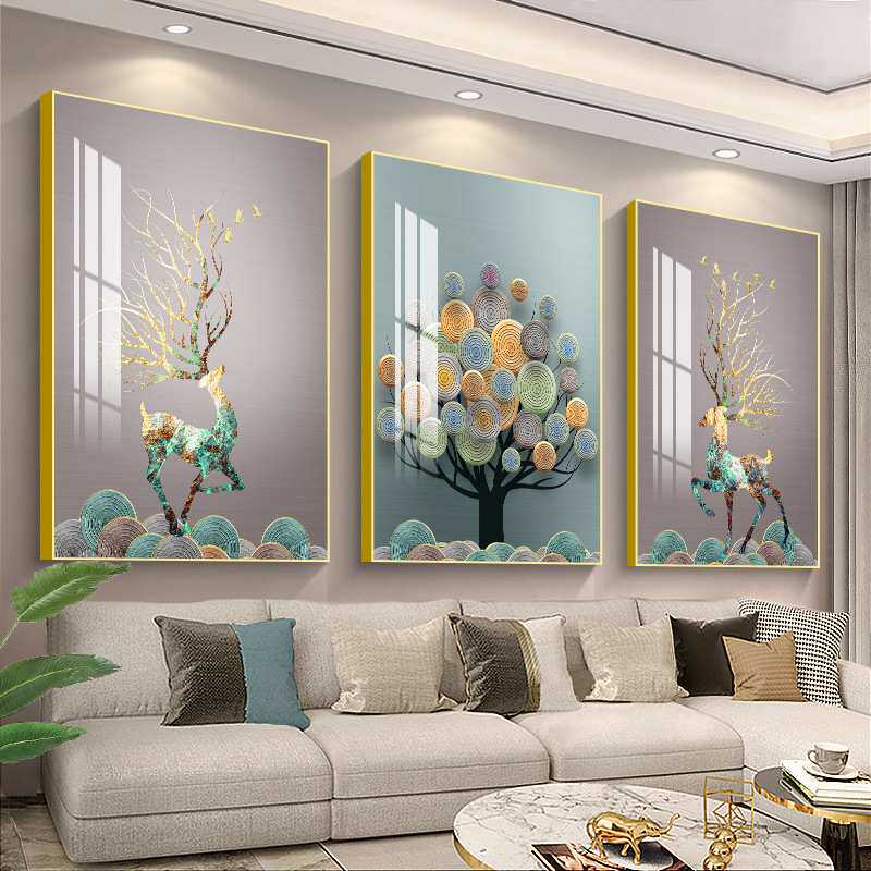 墙画客厅装饰画卧室楼梯简约现代墙上餐厅壁画三联沙发背景墙挂画