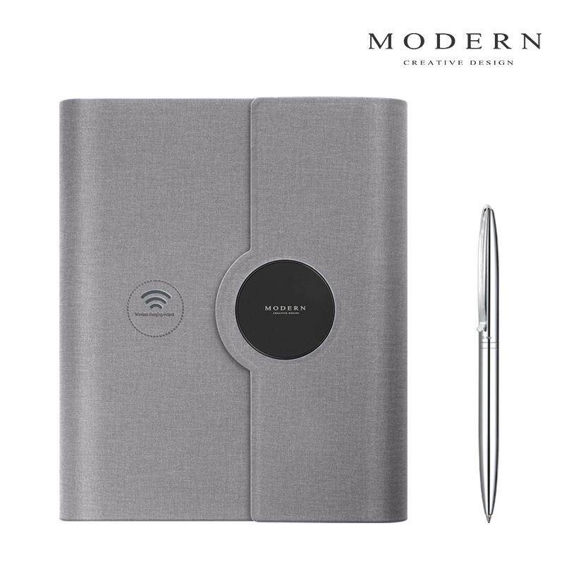 德国MODERN多功能充电商务会议记事本活页A5笔记本子公司刻LOGO