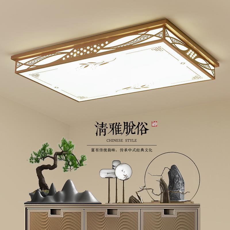新中式卧室灯创意橡木吸顶灯禅意茶楼酒店包间灯书房客厅LED灯饰