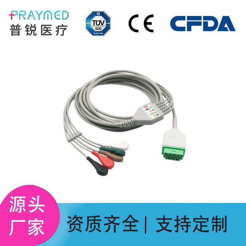 兼容GE马奎 监护仪Dash PRO 2000/4000一体11针3导心电导联线