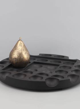 现代简约黑色洞洞果盘摆件客厅样板间茶几玄关桌面家居装饰品