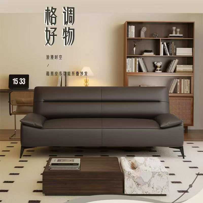 可折叠沙发床一体两用猫抓皮沙发北欧小户型客厅出租屋办公室家用
