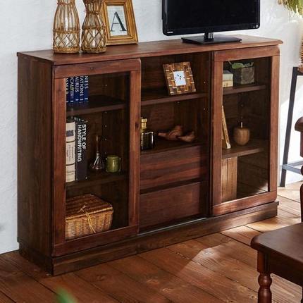 实木防尘陈列柜复古餐边柜茶水柜展示柜客厅储物柜书柜带门书橱