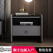 床头柜轻奢现代简约皮质全实木卧室意式 储物小户型床边柜 高端整装