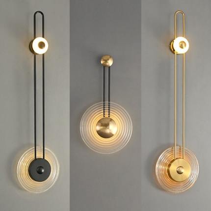 现代轻奢样板房客厅电视墙酒店会所走廊过道床头长款玻璃黑色壁灯