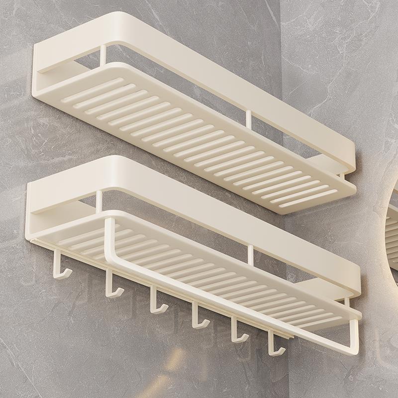 奶油风浴室架子置物架卫生间厕所洗漱台墙上M壁挂免打孔防倾倒收