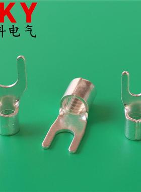 UT4-5接线鼻子UT4-6叉形裸端子铜线耳UT4-4冷压接线端头