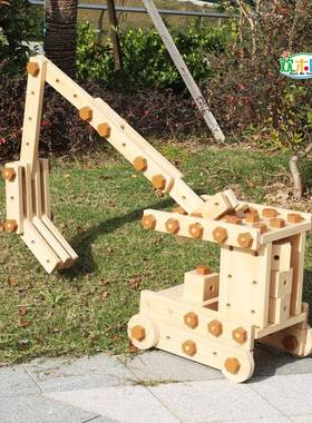 供应138粒木质大型飞机坦克模型拼图拼装手工儿童摆件玩具