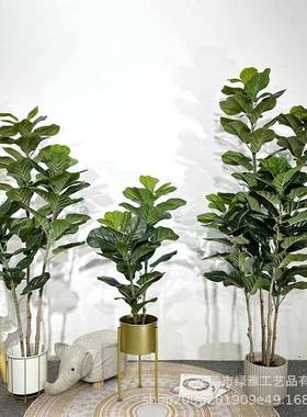 仿真琴叶榕室内多杆琴叶榕家居办公室仿生绿植室内家居落地装饰盆