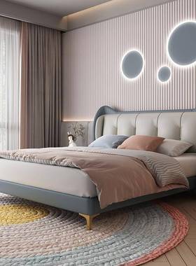 MGCK61轻奢男孩儿童床皮床单人床实木1.5米青少年床现代简约女孩