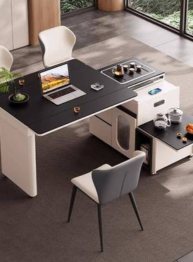 岩板餐桌小户型移动伸缩现代折叠多功能简约茶桌伸缩餐桌