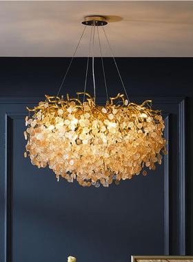后现代轻奢水晶吊灯意式圆形奢华客厅灯法式金色新款艺术餐厅灯具