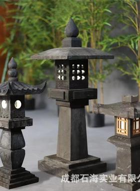 石灯日式庭院青石仿古户外石灯笼电石灯园林景观装饰石头灯新中式