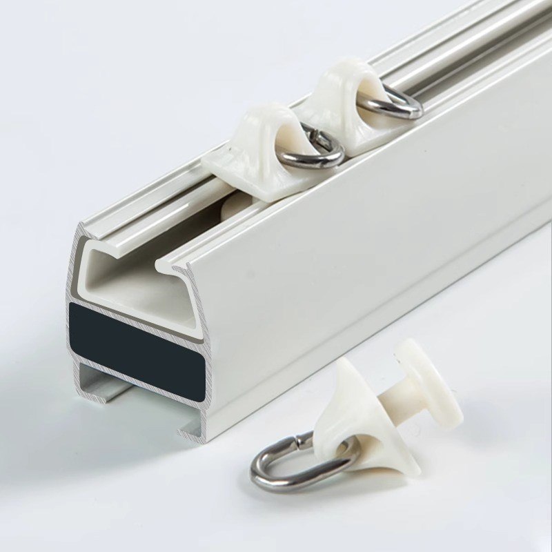 窗帘门帘及配件轨道顶装铝合金轨道侧装纳米消声滑X轨窗帘杆导轨
