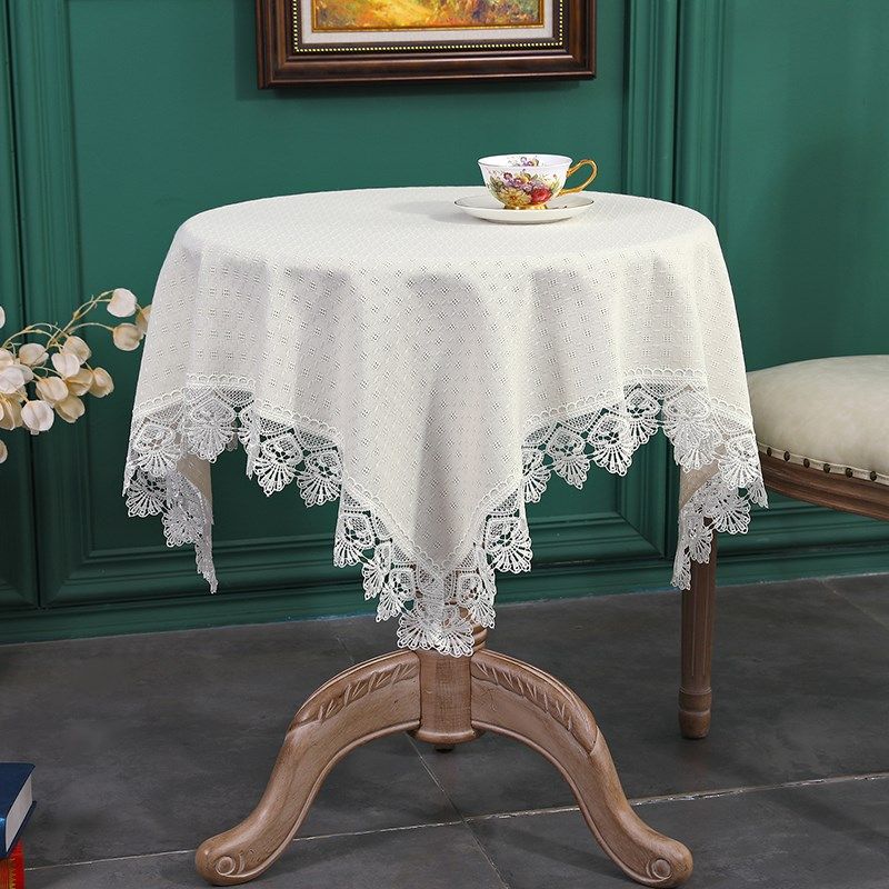 欧式圆形茶几布纯白色简约台布方形法式复古蕾丝餐桌布艺多用盖巾,居家布艺,桌布,淘宝优惠券,粉丝福利购,淘宝优惠卷