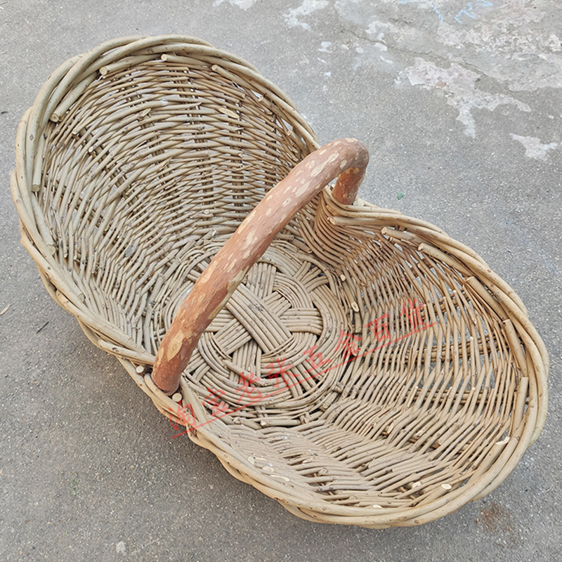 藤编篮子收纳筐藤条n编织篮荆条篮子纯手工编织船型篮河南农村家