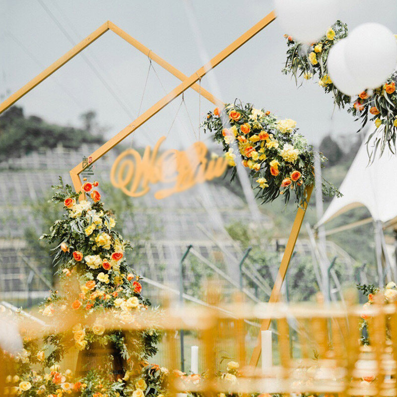 婚庆道具铁艺五边形架子异形几何拱门场景布置花门金色森系白花架,节庆用品/礼品,拱门,淘宝优惠券,粉丝福利购,淘宝优惠卷