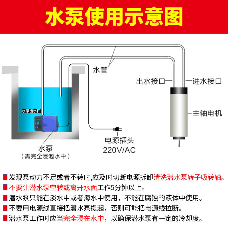 雕刻机水泵微型潜水泵220v雕刻机水泵循环冷却泵小型抽水泵潜水泵