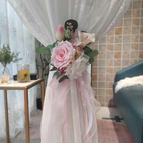 家居花艺摆件绑带装饰现代田园仿真花客厅点缀氛围布置窗帘饰品