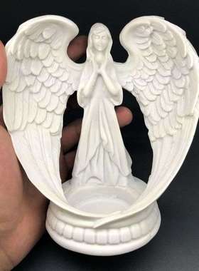 树脂底座托首饰饰品收纳白色天使之翼翅膀底托工艺品收纳盒摆件