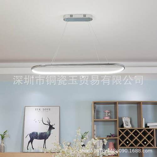 北欧极简轻奢餐厅办公室圆环灯设计师创意金色样板房艺术led吊灯
