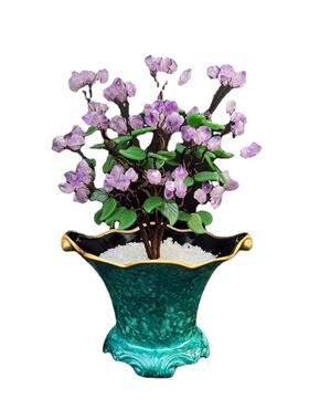 新款紫水晶原石摇钱树摆件居家办公摆件原矿紫水晶玉叶47x33cm