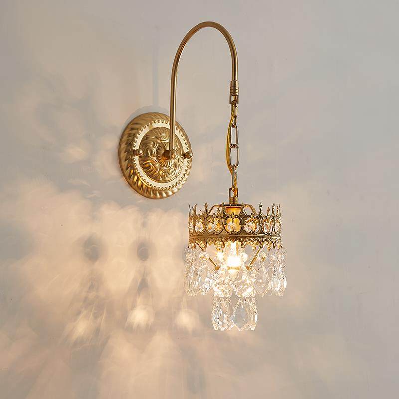 K8法式古典水晶壁灯美式乡村铁艺轻奢卧室客厅过道床头水晶壁灯,特色手工艺,其他特色工艺品,淘宝优惠券,粉丝福利购,淘宝优惠卷