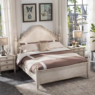 美式乡村复古实木床1.8米主卧双人床法式客卧1.5布艺家用高端大床