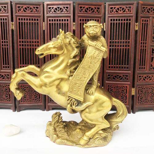 新款马封侯铜摆件十二生肖马上猴家居装饰金属工艺品