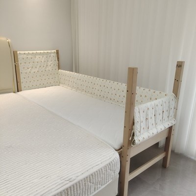 森林木实木儿童拼接床带床围折叠护栏婴儿床加宽大床小宝宝延边床