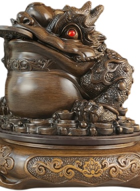 招财金蟾摆件玉石三足蝉蜍电视柜办公室桌面装饰店铺公司开业礼品