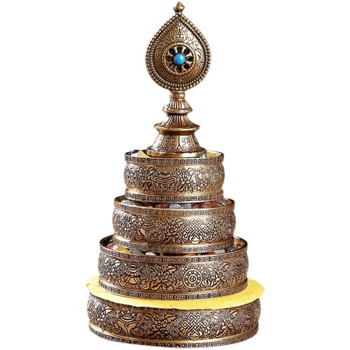 纯铜八吉祥曼扎盘曼茶罗供修密宗法器七宝石家用供奉曼达小号摆件