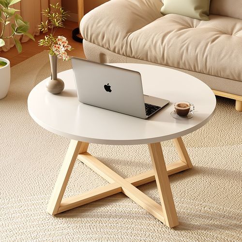 小户型简约茶几客厅家用组合沙发边几阳台原木极简小圆茶桌实木桌