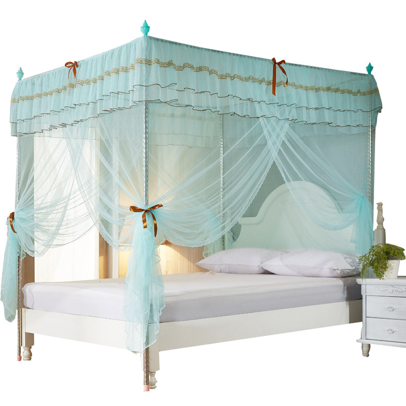 蚊帐三开门落地式不锈钢支架蚊帐公主方顶1.2/1.5m/1.8米2.0m米床