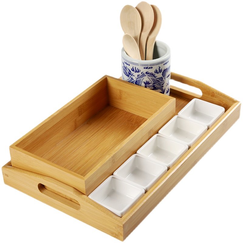 豆花豆腐脑餐具创意豆腐盒酒店调料盛器套装竹木托盘个性网红餐厅