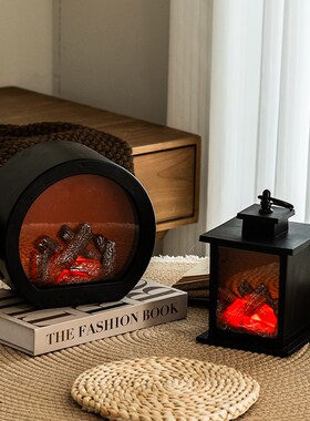 圣诞节装a饰摆件仿真壁炉火焰灯圣诞创意礼物桌面复古软装氛围布