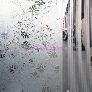 钢化雕刻雕花艺术玻璃玄关隔断屏风简约无色欧式门芯情深深雨朦胧