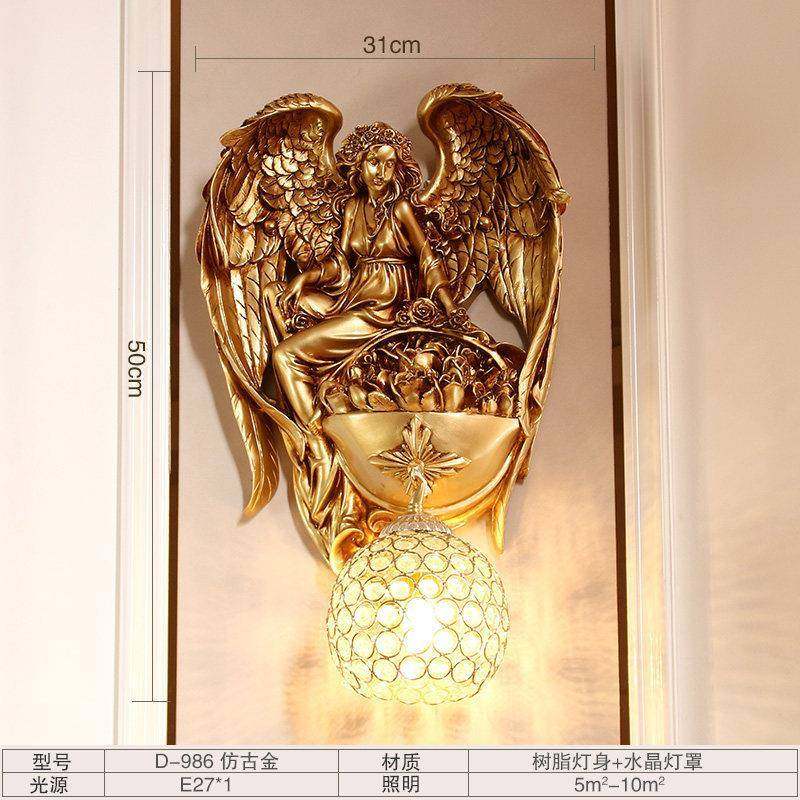 欧式复古天使客厅玄关装饰壁灯餐厅门前灯简欧过道走廊卧室床头灯