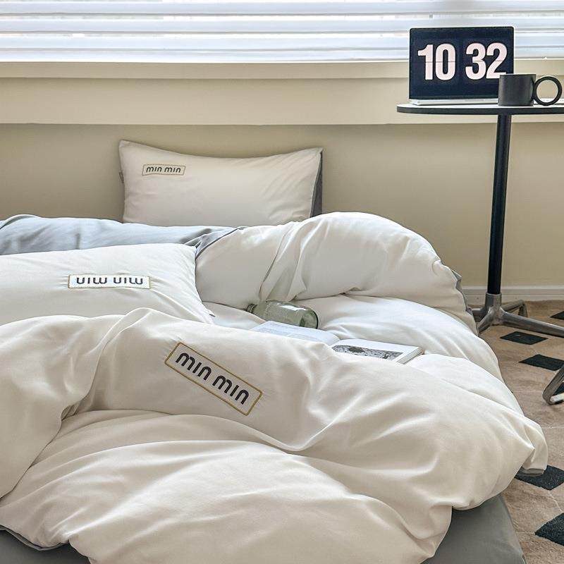 韩系风水洗棉刺绣四件套简约风格纯色学生三件套宿舍床单被套床笠,清洗/食品/商业设备,风口/风叶/风机配件,淘宝优惠券,粉丝福利购,淘宝优惠卷