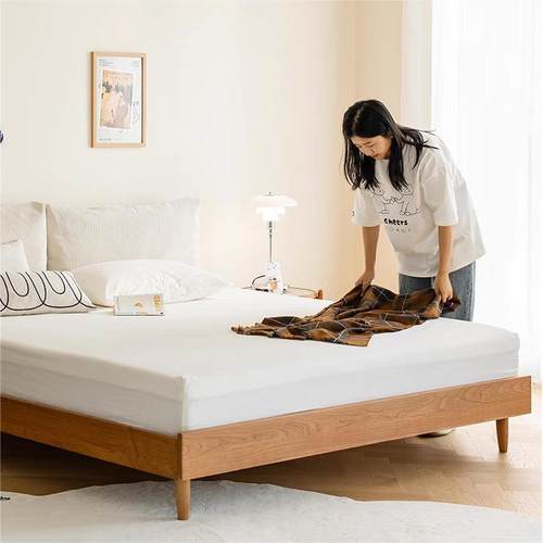 北欧实木简约床1米2单人床樱桃木床榻榻米日式小户型1.8无床头床