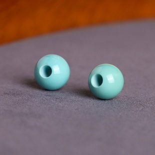 建廷 原矿绿松石配珠 大孔珠精修孔道高瓷蓝绿干净少铁线散珠配饰