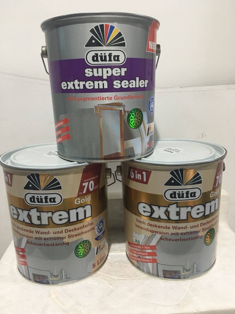德国都芳金六合一内墙环保水性乳胶漆 5L*3 两面一底套装 纯进口