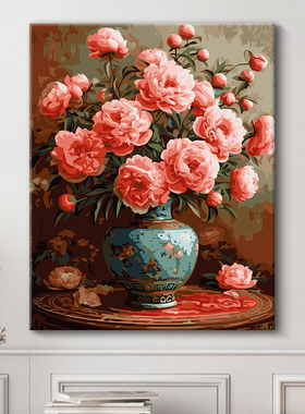 数字油画diy手绘减压花卉油彩画手工高级感填充填色画画锦上添花