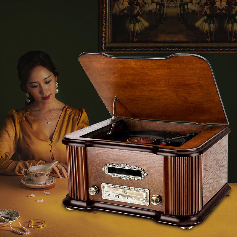 传承世家老式留声机复古音响台式小型老唱机客厅家用黑胶唱片机1