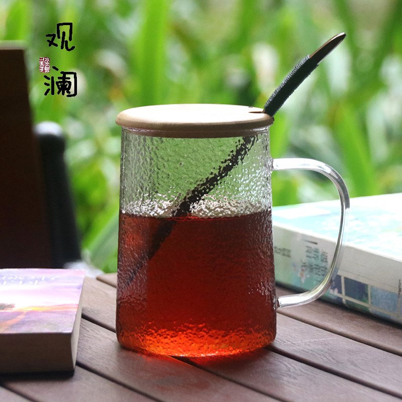 大容量玻璃杯花茶杯带把手泡茶杯男女办公室喝水杯家用耐热牛奶杯