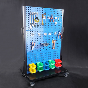 双面移动物料架工具整理架洞洞板方孔挂板挂钩五金工具车展示架子