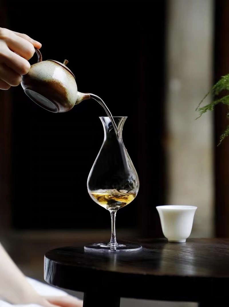 玻璃高脚分茶器公杯酒杯含苞待放高脚杯清酒器